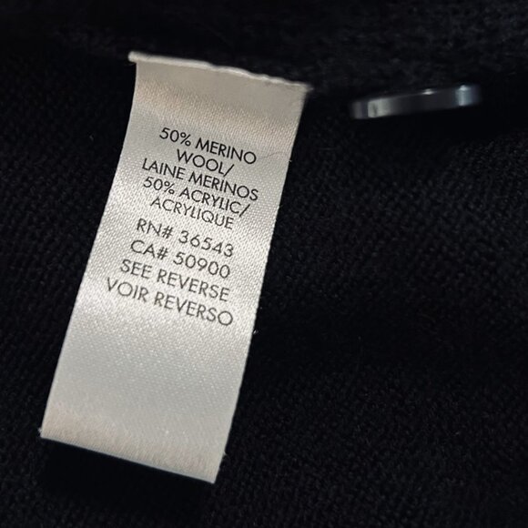 Calvin Klein Sweater Vest Men's XL Black/Gray Merino Wool Blend Striped Cardigan - Picture 7 of 8